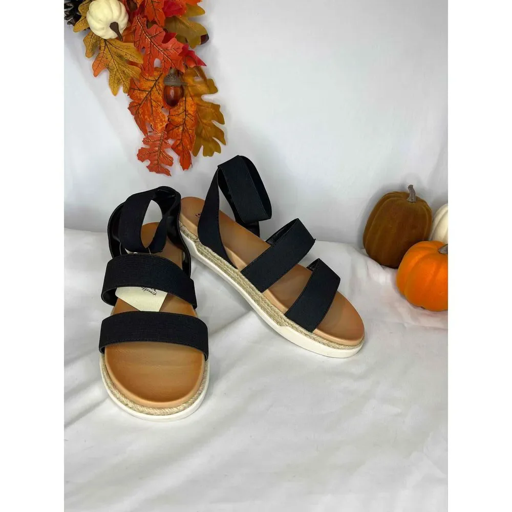 a.n.a Foster Sandal‎ Women 8.5 Black Elastic Espadrille Platform Slingback NWT